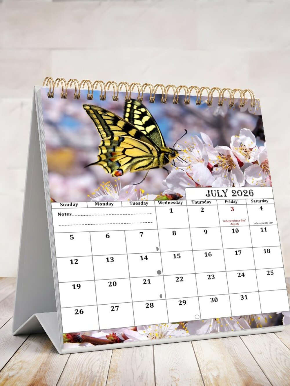 Share 2026-2027 18 Months Standing Flip Desk Calendar Desktop Planner (Butterf